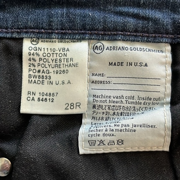 Ag Adriano Goldschmied The Stilt Cigarette Leg Mid Rise Size 28R - Picture 12 of 16